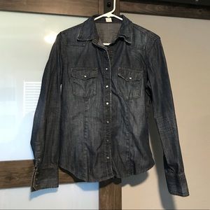 Barely worn J. Crew dark denim button up top